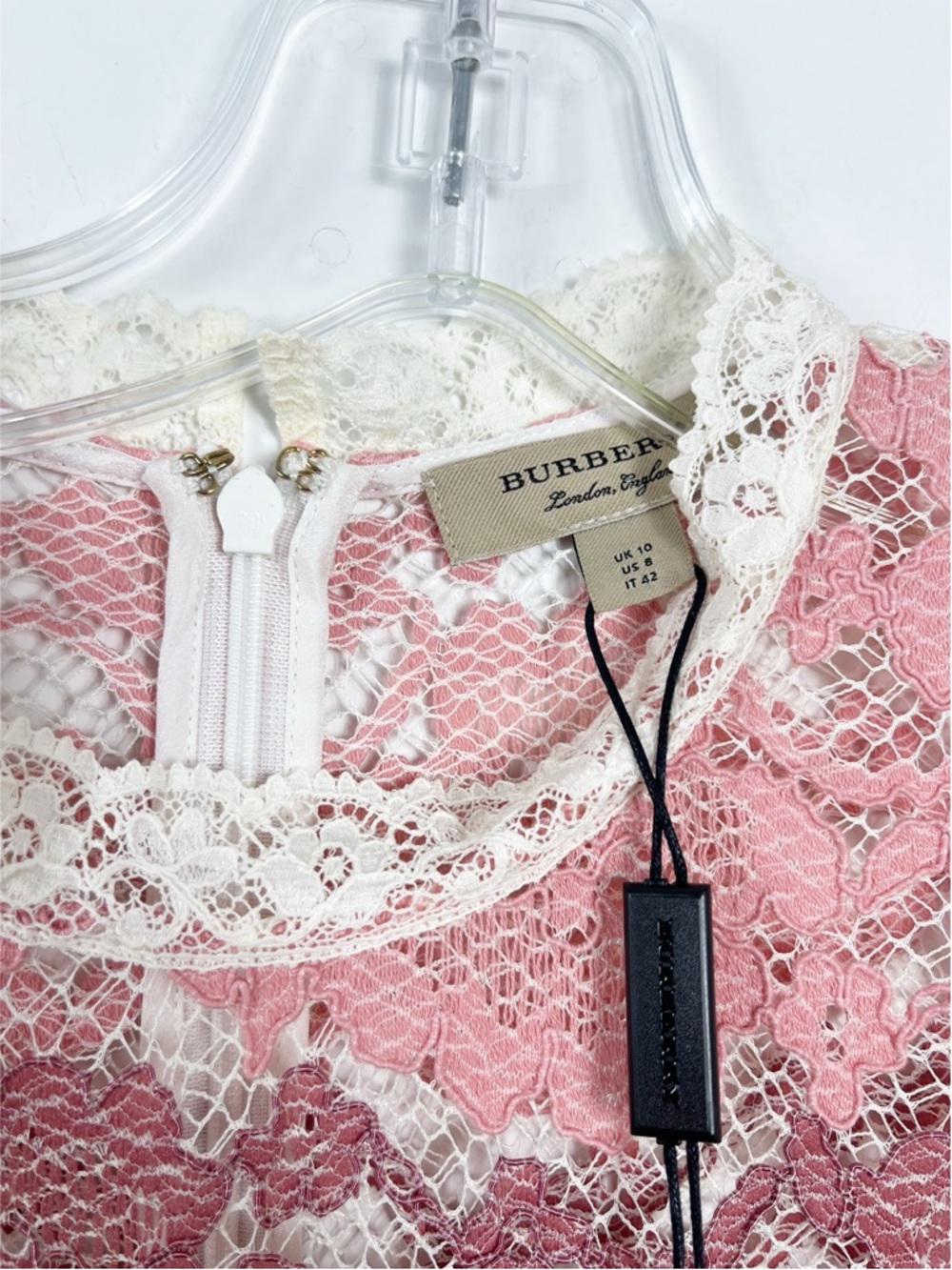 Burberry Elisabetta Lace Mini Dress Size 8 NWT Dusty Pink Cream - Picture 6 of 10